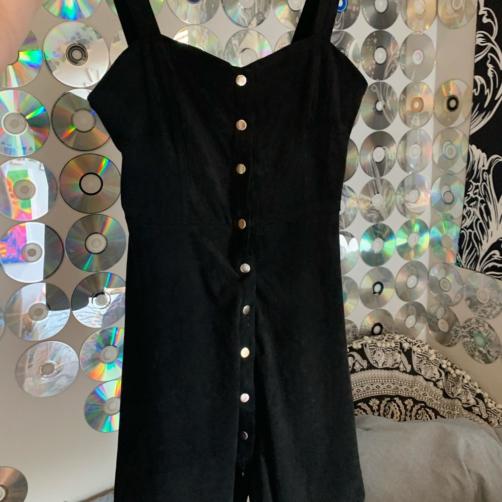 black button down mini dress
